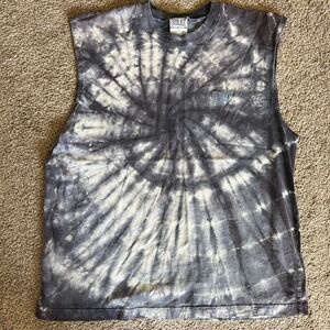 Vintage Everlast Tie Dye Sleeveless Shirt Gray‎ Gym Workout Muscle Tee Large